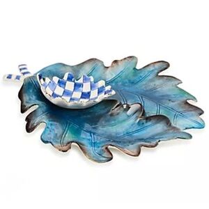 Mackenzie-Childs - Royal Check Autumn Leaf Ceramic Serving Set 2 pcs - NWT - NIB
